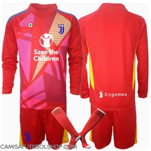 Camisa de time de futebol Juventus Goleiro Replicas 1º Equipamento Infantil 2024-25 Manga Comprida (+ Calças curtas)